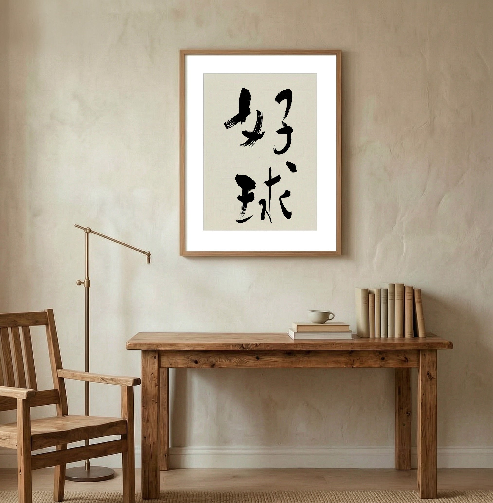 Great Shot Kanji Calligraphy Print | Good Ball in Chinese Characters | Soccer Wall Decor, World Cup Gift, Digital Download PNG