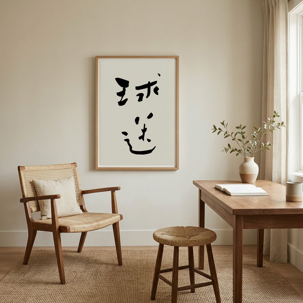 Soccer Fan Kanji Calligraphy Print | Football Fan in Chinese Characters | Cursive Brush Art, World Cup Gift, Digital Download PNG