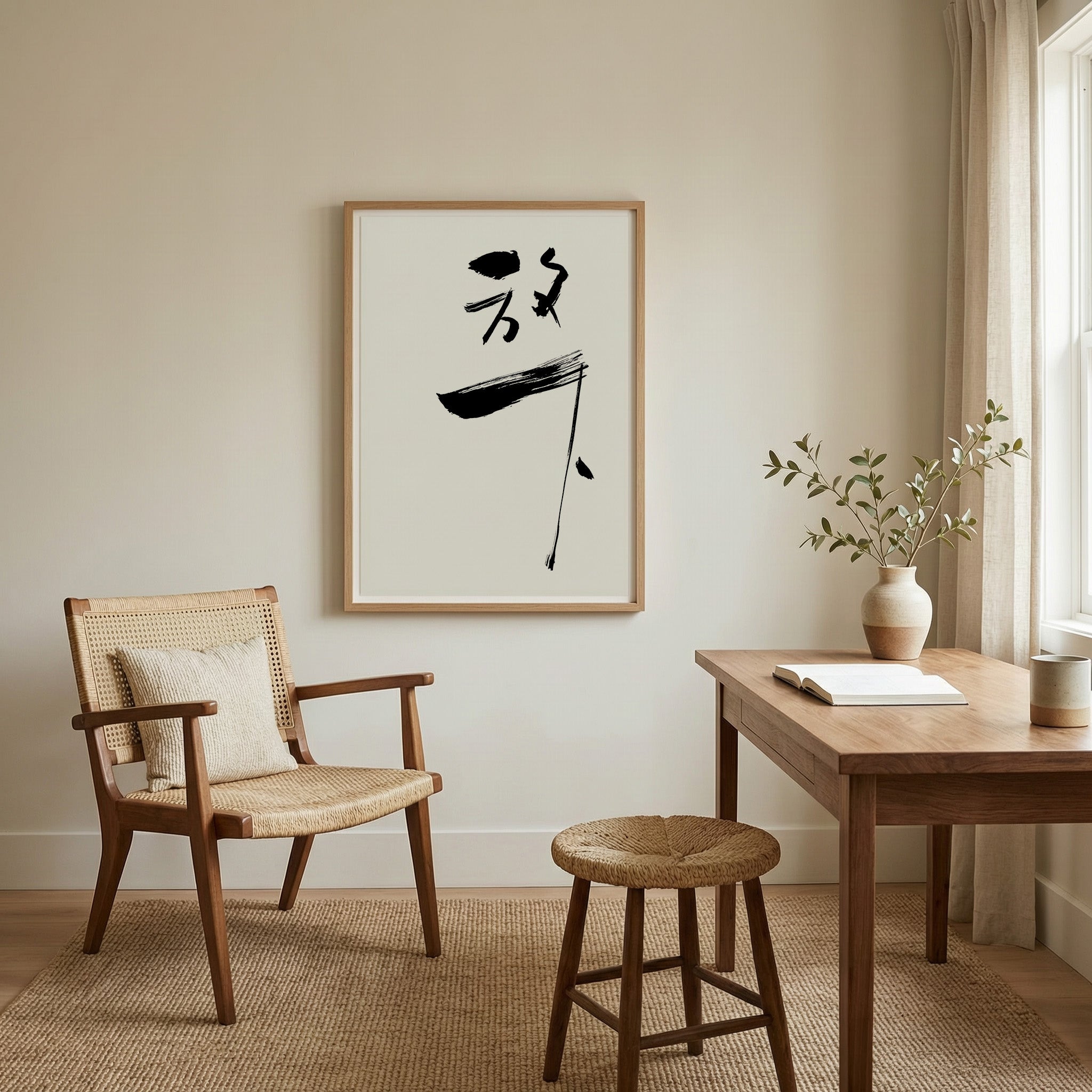 Letting Go Kanji Calligraphy Print | Fang Xia in Chinese Characters | Zen Philosophy Gift, Asian Brush Ink Art, Digital Download PNG