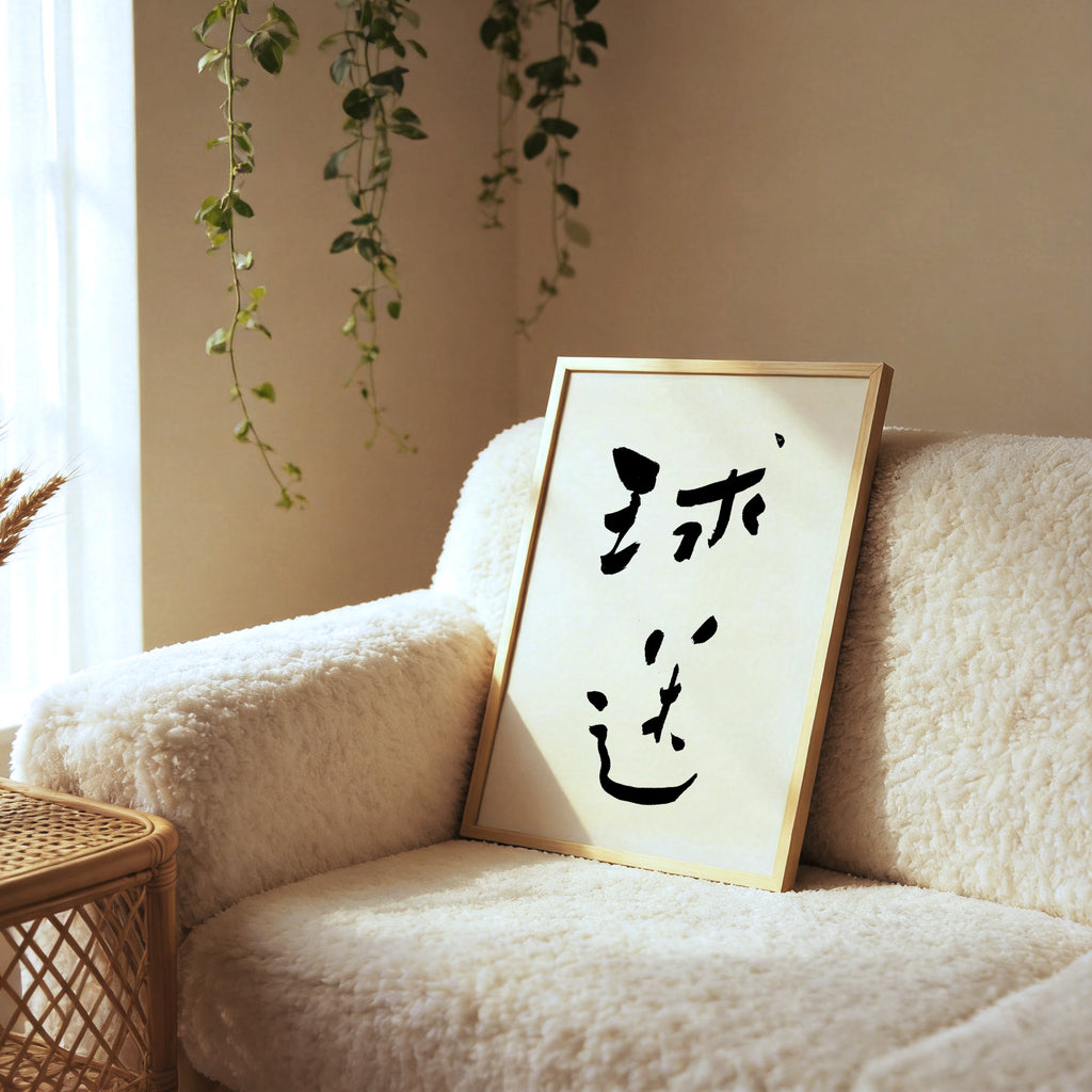 Soccer Fan Kanji Calligraphy Print | Football Fan in Chinese Characters | Cursive Brush Art, World Cup Gift, Digital Download PNG