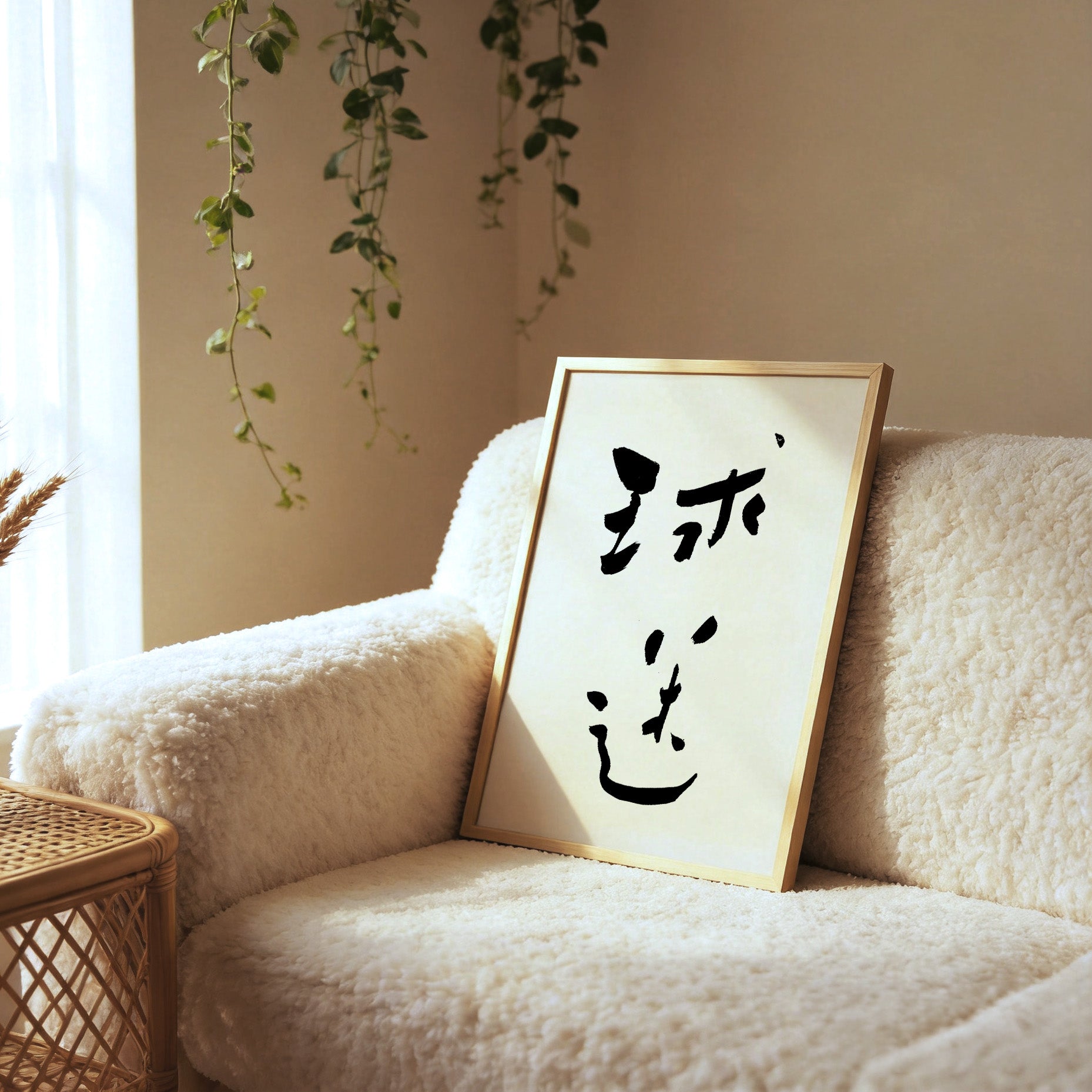 Soccer Fan Kanji Calligraphy Print | Football Fan in Chinese Characters | Cursive Brush Art, World Cup Gift, Digital Download PNG