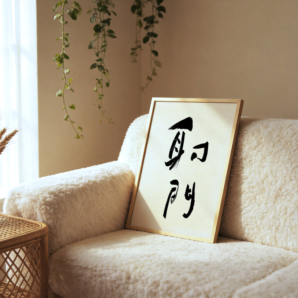 Shoot Kanji Calligraphy Print | Goal in Chinese Characters | Sports Wall Decor, World Cup Football Gift, Digital Download PNG