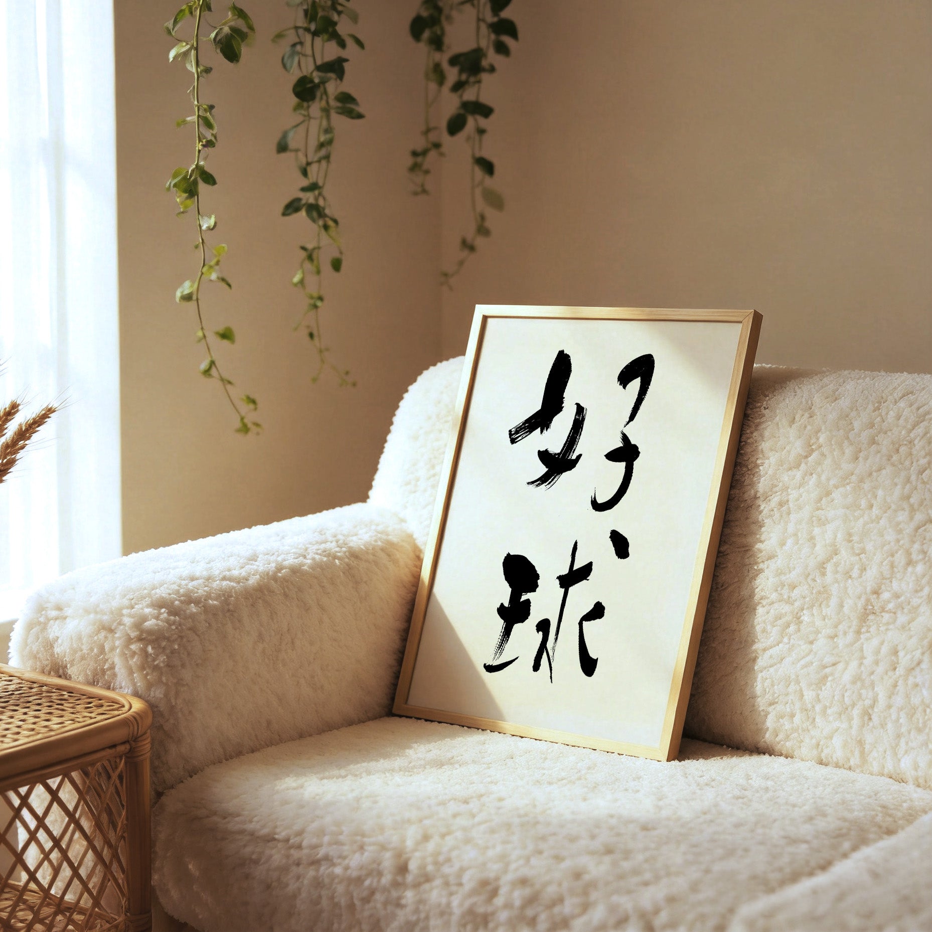 Great Shot Kanji Calligraphy Print | Good Ball in Chinese Characters | Soccer Wall Decor, World Cup Gift, Digital Download PNG
