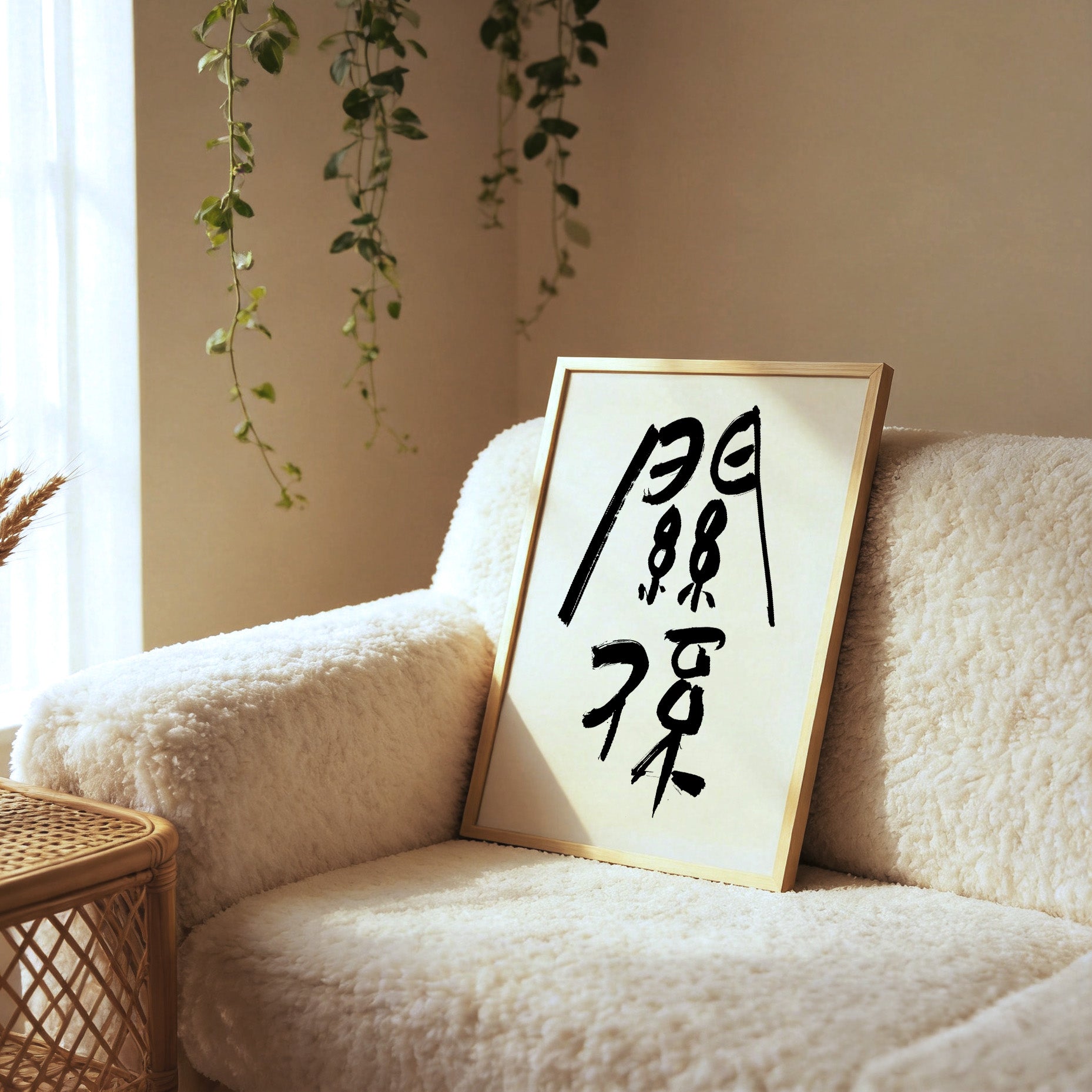 Connection Kanji Calligraphy Print | Guan Xi in Chinese Characters | Ancient Seal Script Philosophy Gift, Asian Brush Ink Art, Digital Download PNG