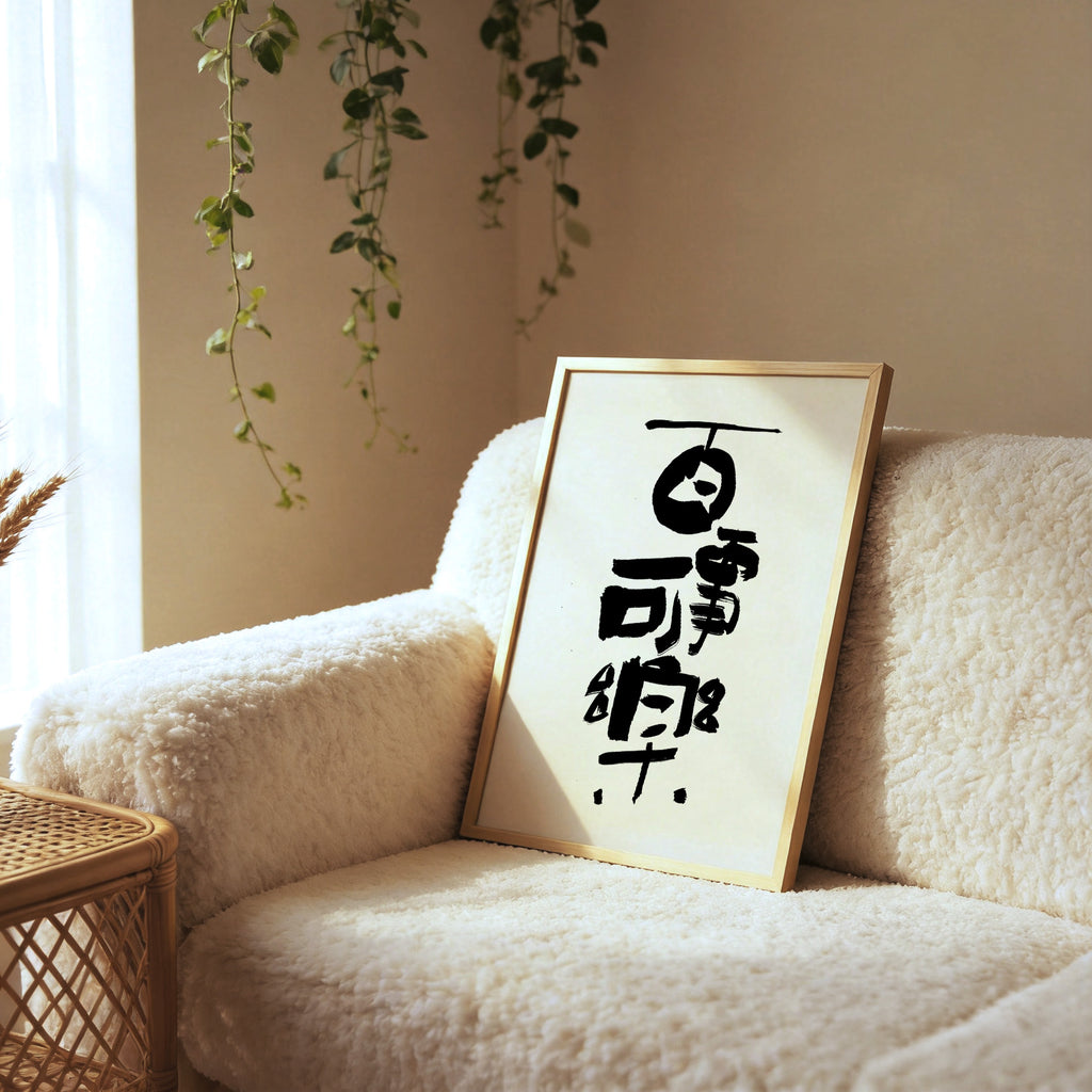 Everything Brings Joy Kanji Calligraphy Print | All Things Can Bring Joy in Chinese Characters | Zen Wisdom Art, Asian Ink Poster, Digital PNG