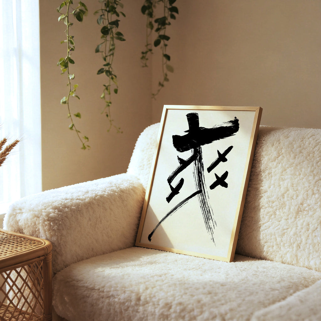 Exhilaration Kanji Calligraphy Print | Shuang Joy in Chinese Characters | Pure Euphoria Art, World Cup Soccer Gift, Digital Download PNG