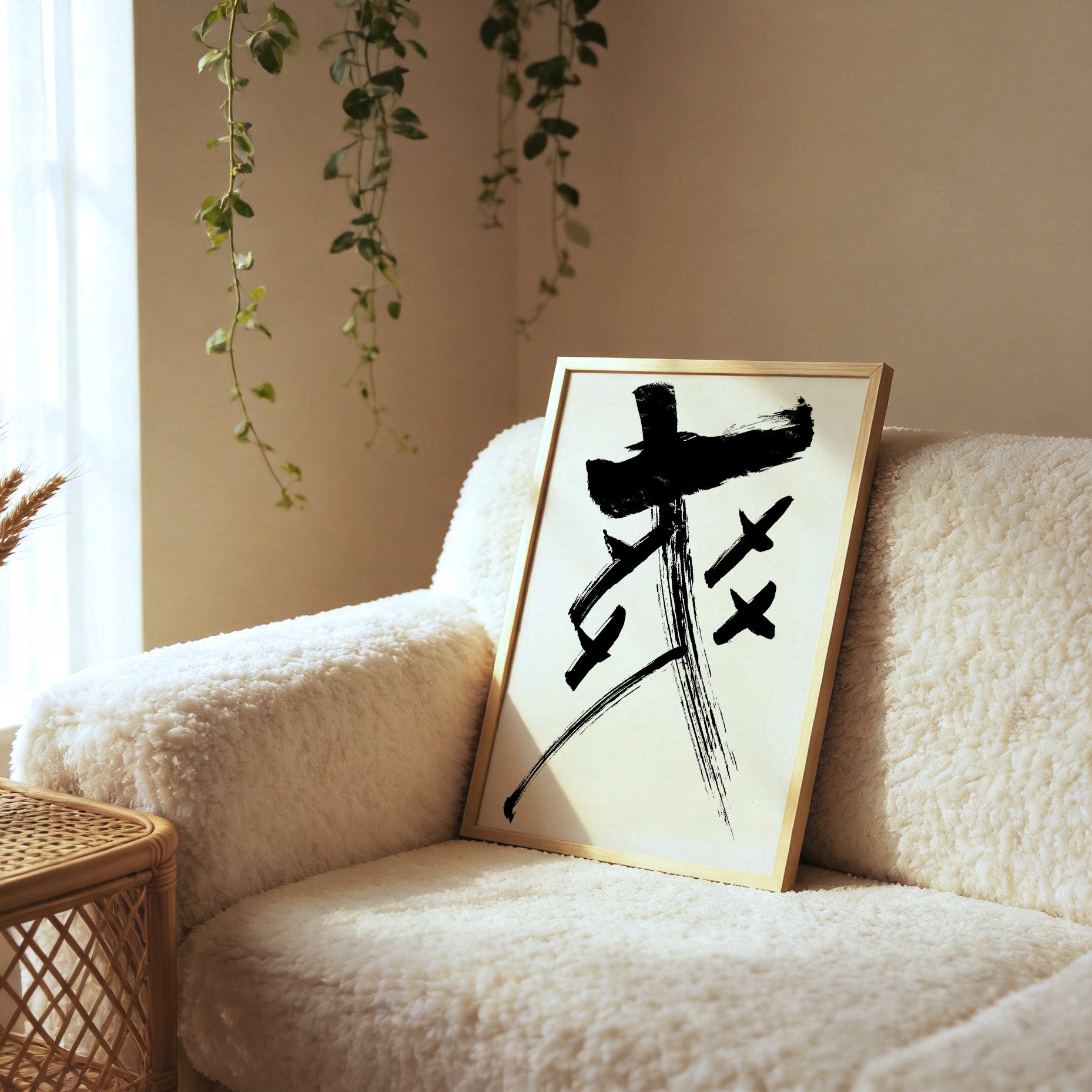 Exhilaration Kanji Calligraphy Print | Shuang Joy in Chinese Characters | Pure Euphoria Art, World Cup Soccer Gift, Digital Download PNG