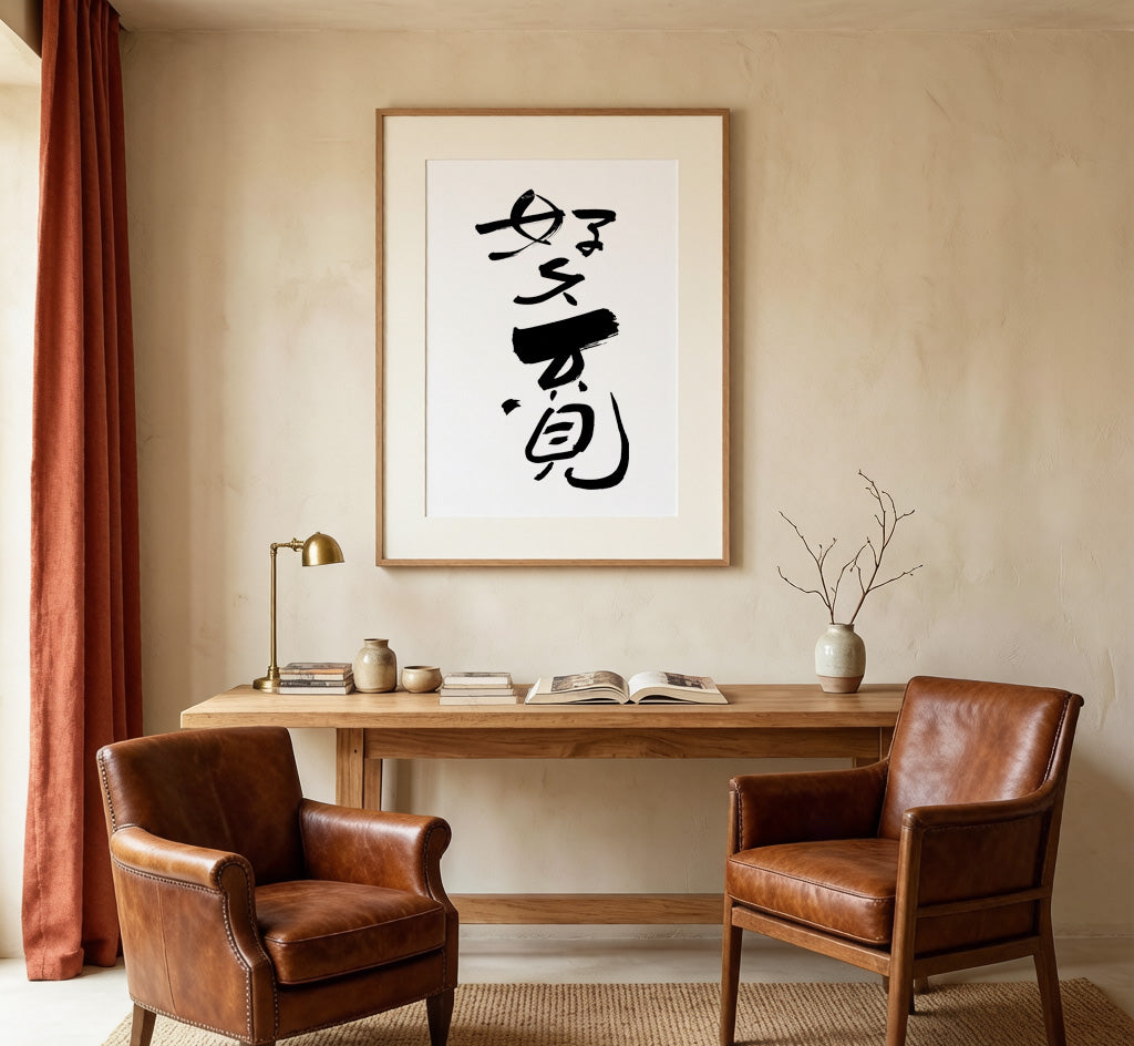 Long Time No See Kanji Calligraphy Print | It Has Been So Long in Chinese Characters | Reunion Friendship Gift, Asian Brush Ink Art, Digital Download PNG