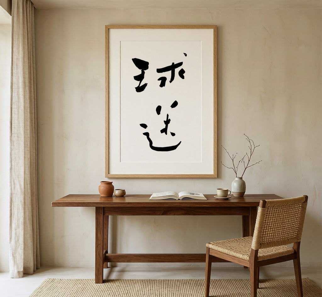 Soccer Fan Kanji Calligraphy Print | Football Fan in Chinese Characters | Cursive Brush Art, World Cup Gift, Digital Download PNG