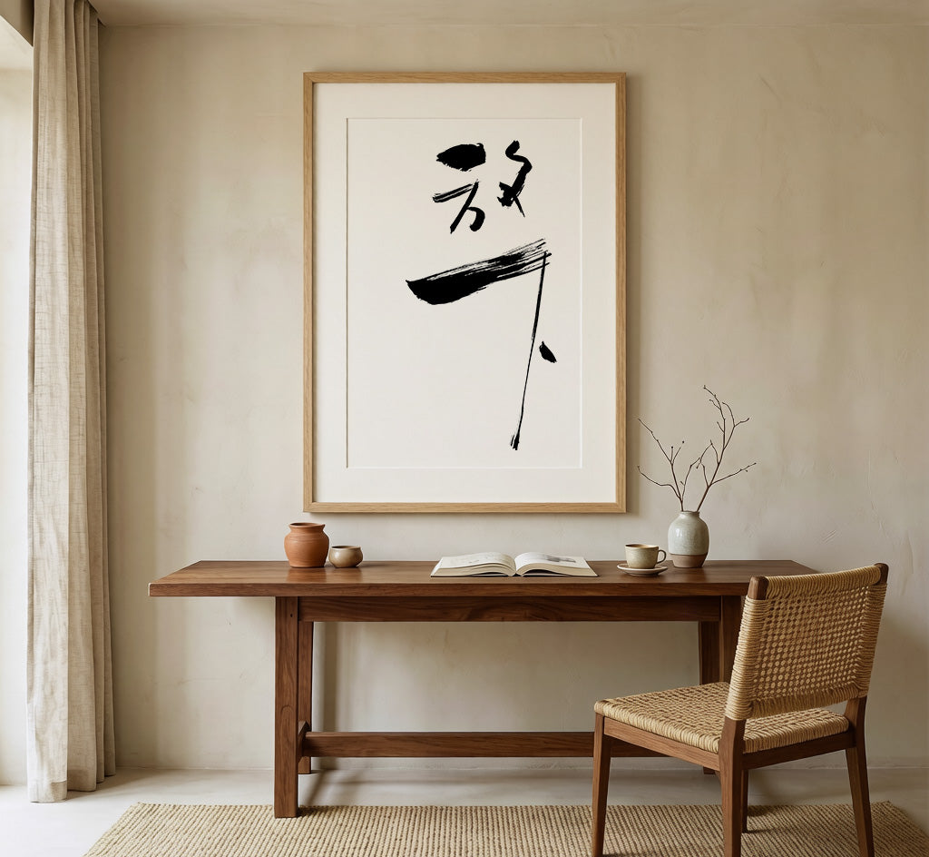 Letting Go Kanji Calligraphy Print | Fang Xia in Chinese Characters | Zen Philosophy Gift, Asian Brush Ink Art, Digital Download PNG