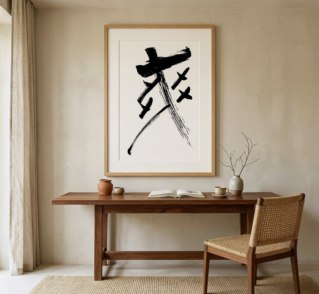 Exhilaration Kanji Calligraphy Print | Shuang Joy in Chinese Characters | Pure Euphoria Art, World Cup Soccer Gift, Digital Download PNG