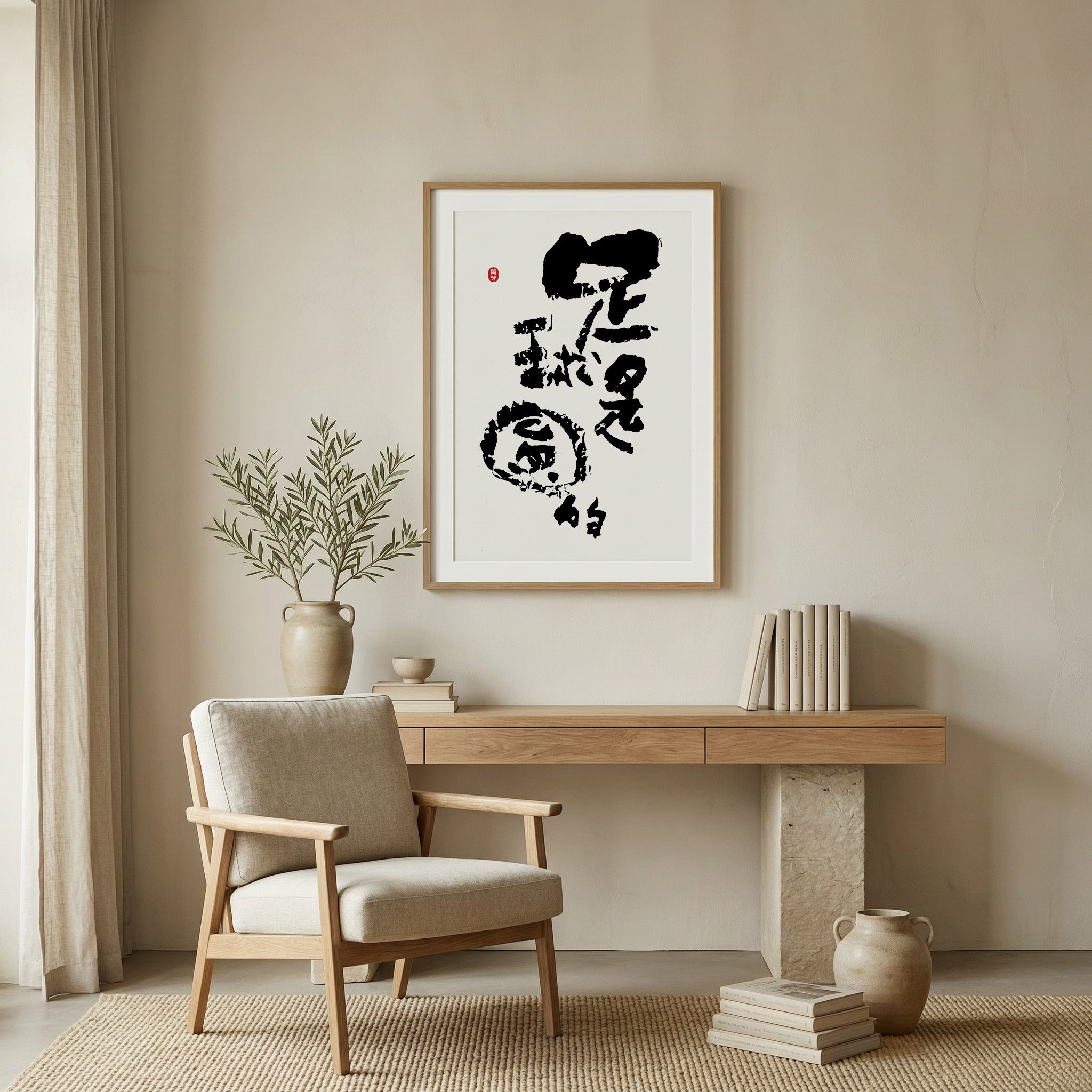 The Ball is Round Kanji Calligraphy Print | Zen Football 2026 Wall Art | Minimalist Sports Philosophy, East Asian Brush Poster, Digital Download PNG