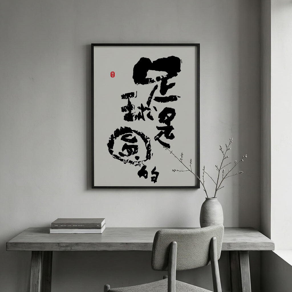 The Ball is Round Kanji Calligraphy Print | Zen Football 2026 Wall Art | Minimalist Sports Philosophy, East Asian Brush Poster, Digital Download PNG